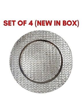 4 Piece Pewter Charger Dinner Plates Set of Four